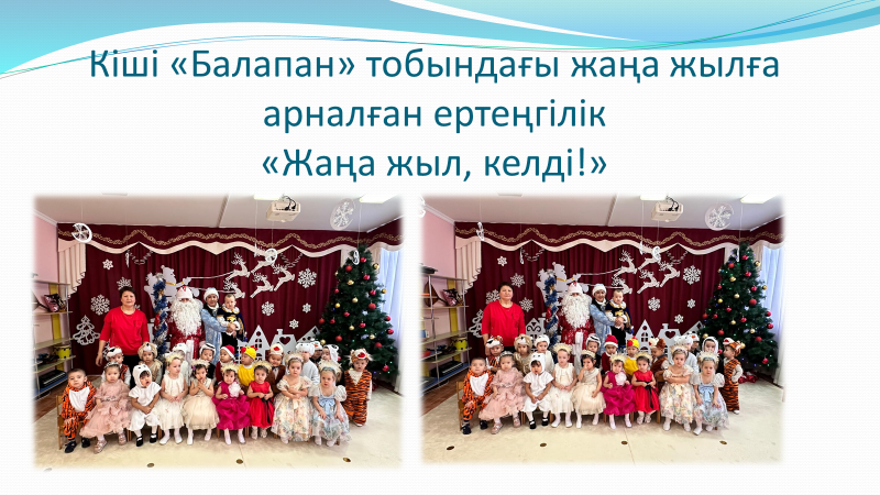Кіші «Балапан» тобындағы жаңа жылға арналған ертеңгілік  «Жаңа жыл, келді!» Тәрбиешілер: Танатбаева А.А., Умралиева А.К., музыка жетекшісі: Жданова М.В.